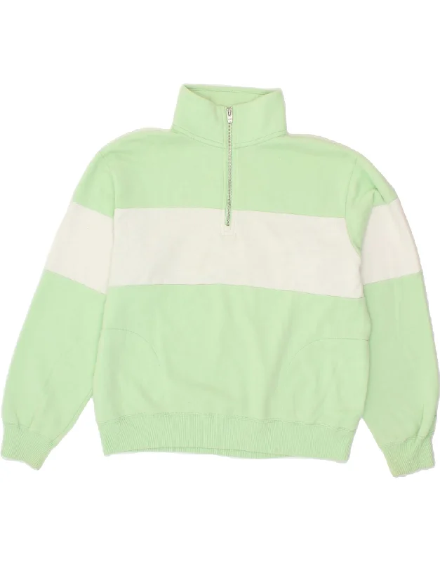 HOLLISTER Womens Oversized Zip Neck Sweatshirt Jumper UK 10 Small Green