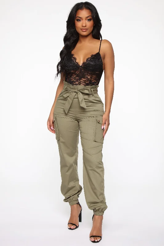 Can't Forget It Cargo Jumpsuit - Black/Olive